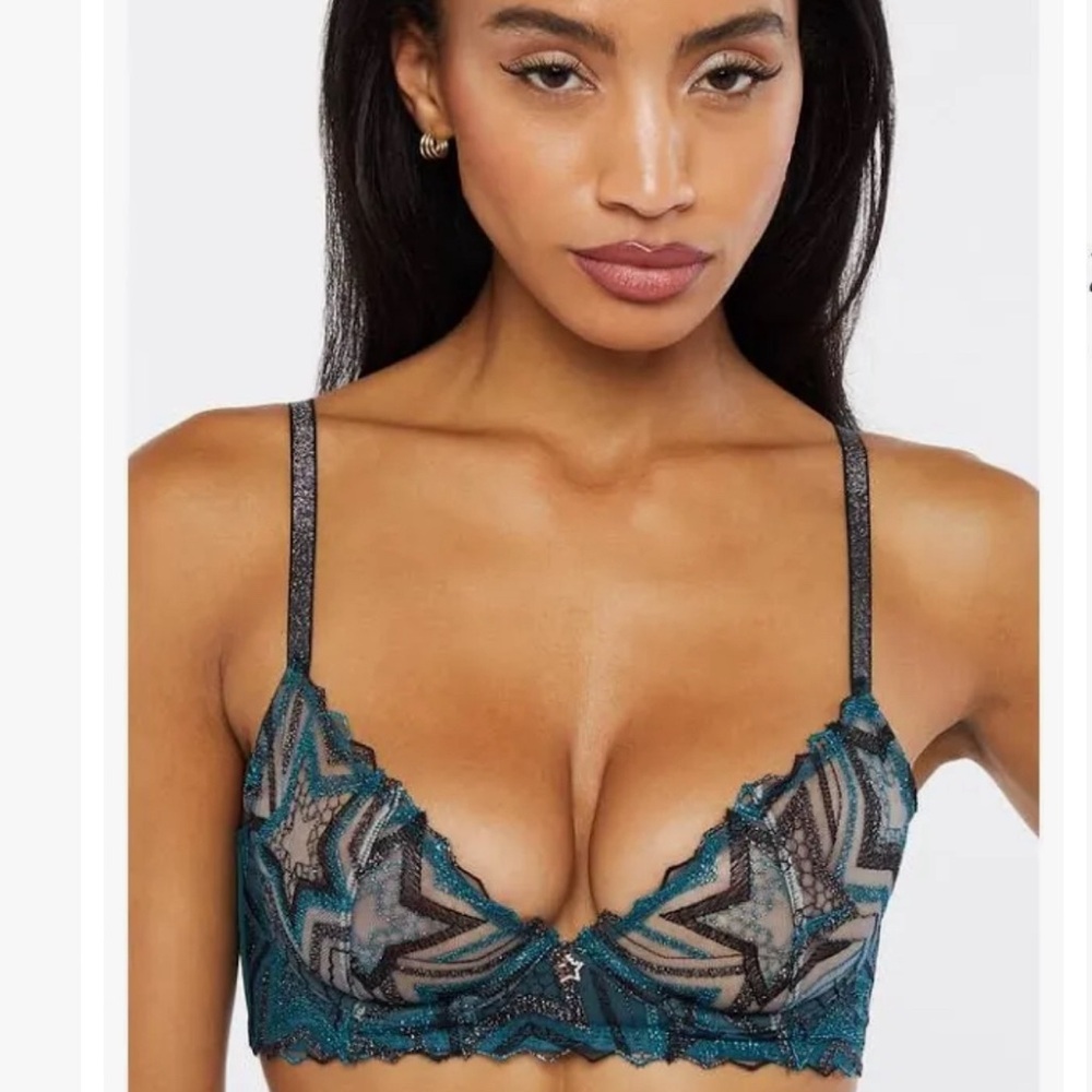 Shining Star Unlined Demi Bra, Wildflower Blue